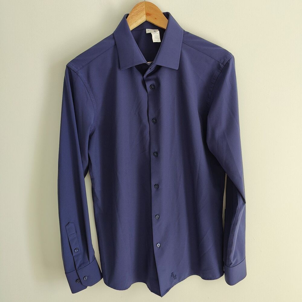 State & Liberty Blue Dress Shirt Size Medium Performance Stretch Button Down